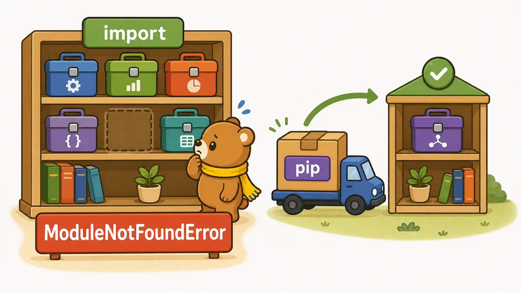 ModuleNotFoundErrorが出たの図解