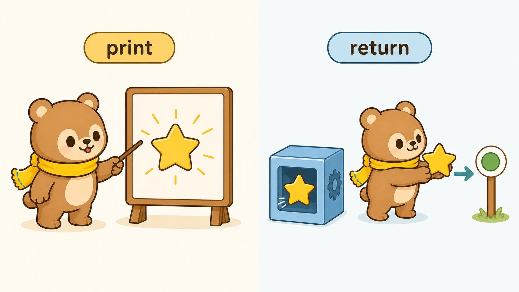 printとreturnの違いの図解